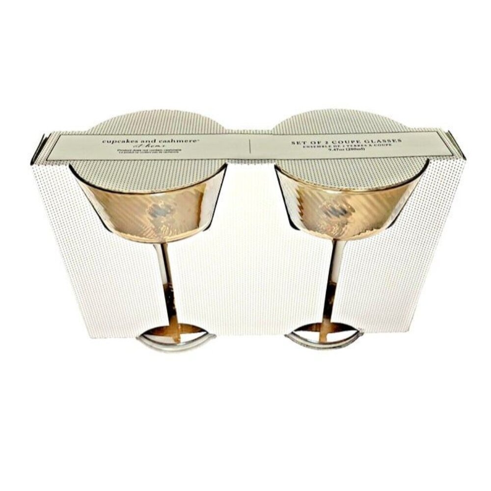 Viral Trending New Cupcakes‎ & Cashmere Champagne Coupe Amber Iridescent Glasses
